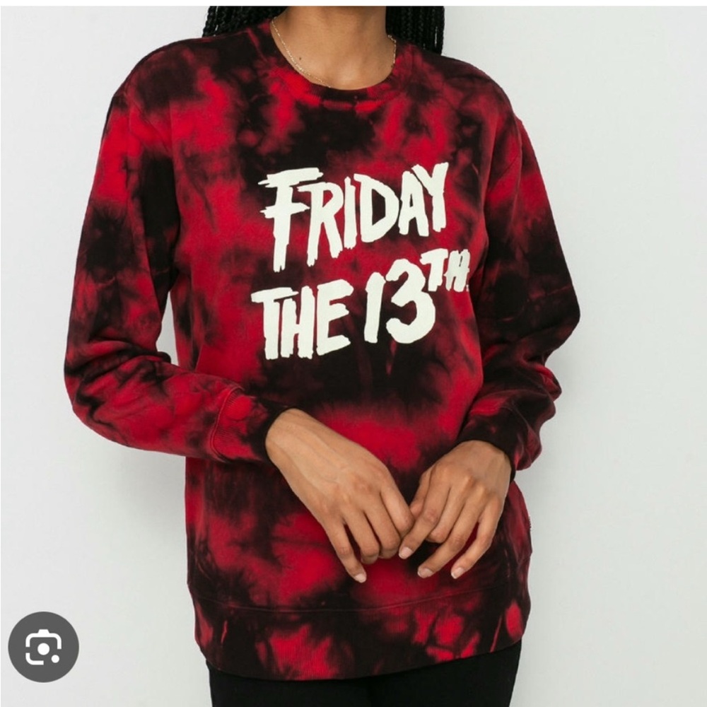 Vans x Horror Friday the 13th collaboration  Red and Black Tie-Dye Sweatshirt Sm